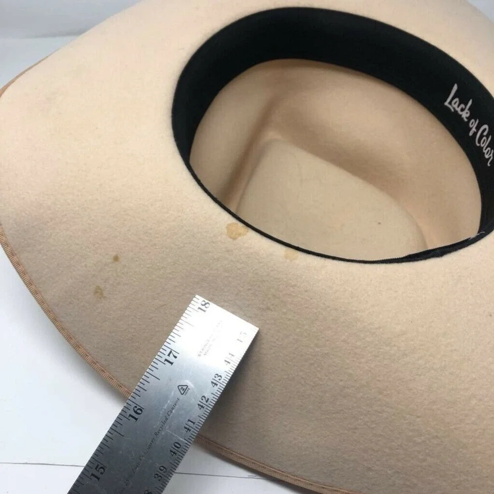 Lack‎ Of Color Unisex Panama Hat Beige Fitted Band Bow 100% Australian Wool M